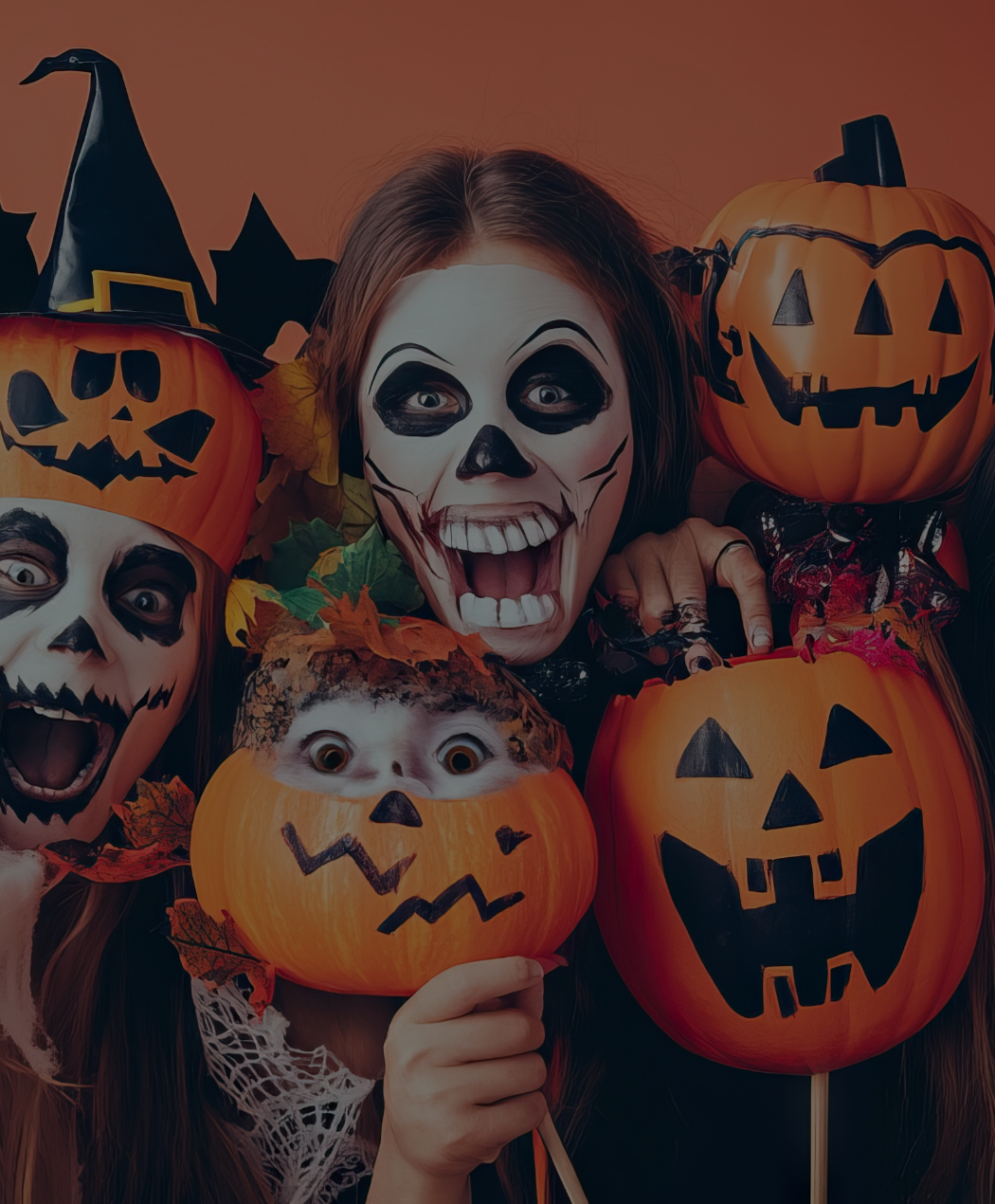Halloween fest - lady dressed up withh kids